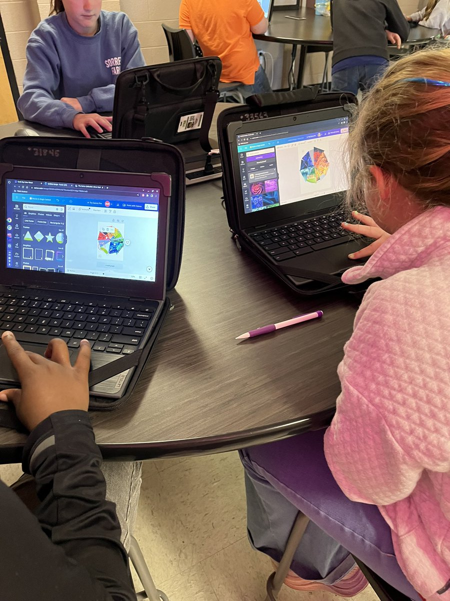 TRMSSTEM's tweet photo. In honor of #EarthDay2024 digital media 5 Ss are creating color wheels out of nature images. They discussed this year’s theme of #PlanetVsPlastic and how they can do their part to help the earth! @RosenwaldBears https://t.co/6qPocvDgtz