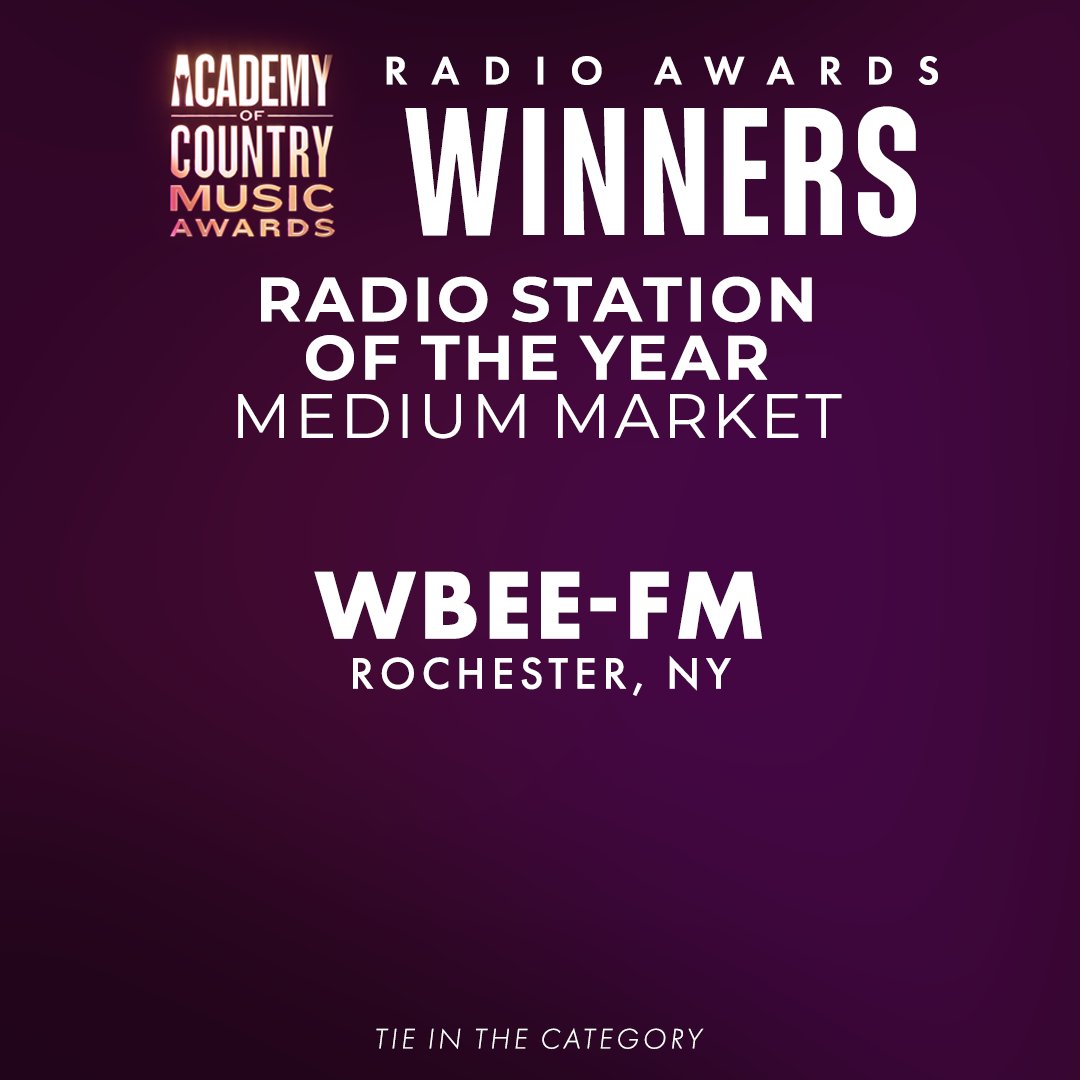 The ACM Radio Award for Radio Station of the Year - Medium Market goes to... 📻 @925wbee Congratulations! #ACMawards