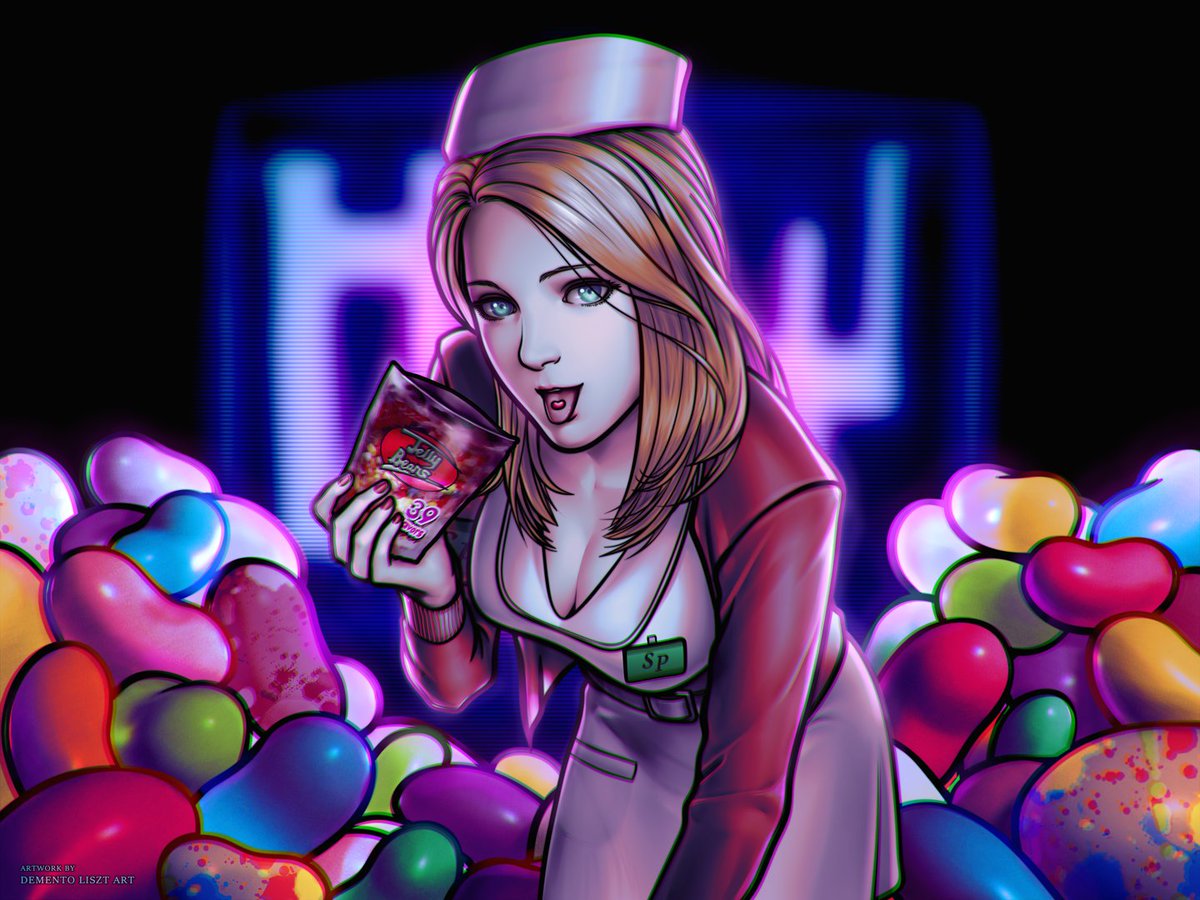 Lisa Garland - Angel of Sweetness 🍬 The 39th Jelly Bean is Aglaophotis flavored btw 🍓🍒 Thank you for trusting me with your art commission, @antheiacelestia 😊 #SilentHill #SilentHill2Remake #DeadbyDaylight #KONAMI #SilentHillFanart #ArtCommissionsOpen