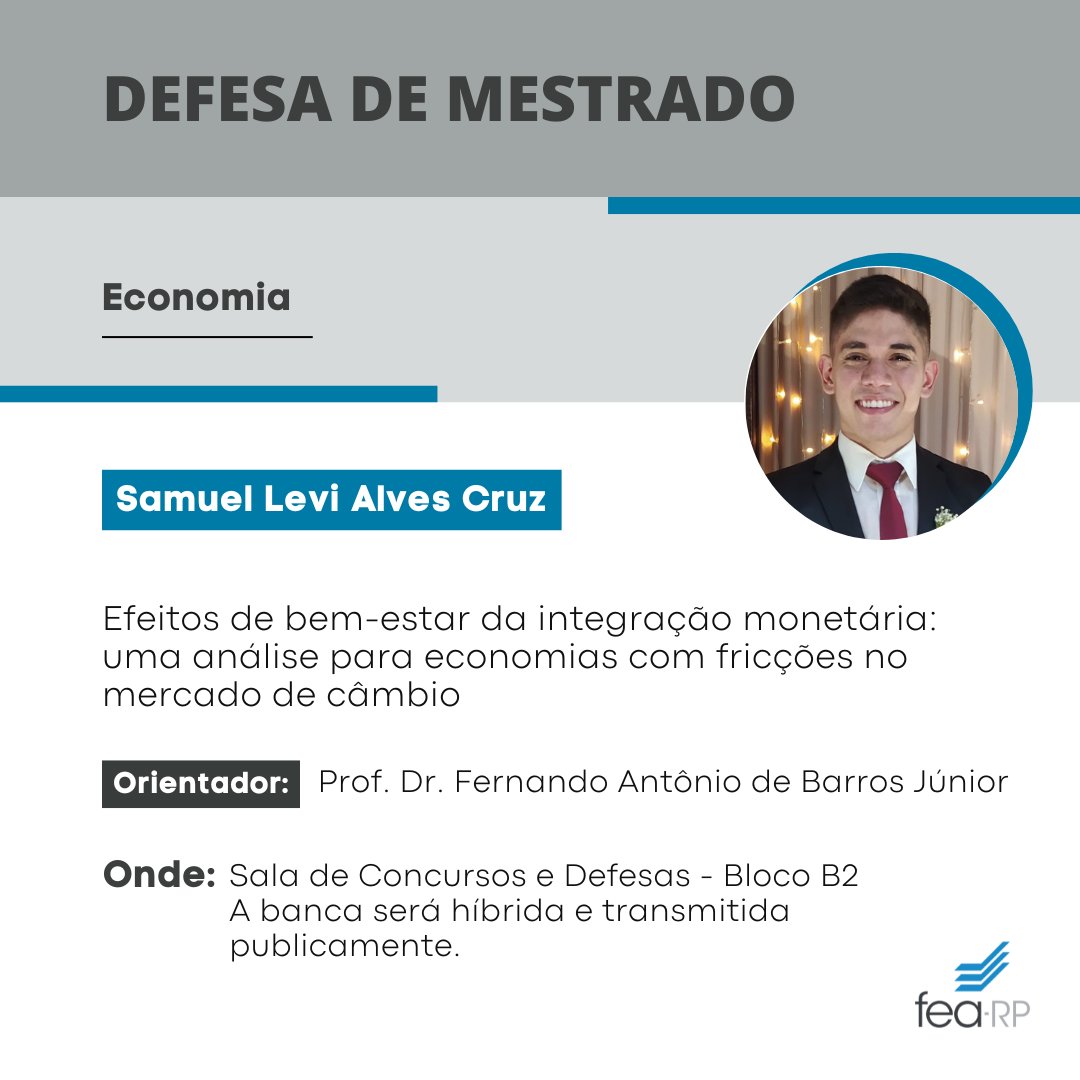 FEARPUSP's tweet photo. #DEFESAS [MESTRADO]
Economia
QUANDO: 26/04/2024, às 10h

+SAIBA MAIS: https://t.co/hx585ldNiN https://t.co/JkbsvZl4n4
