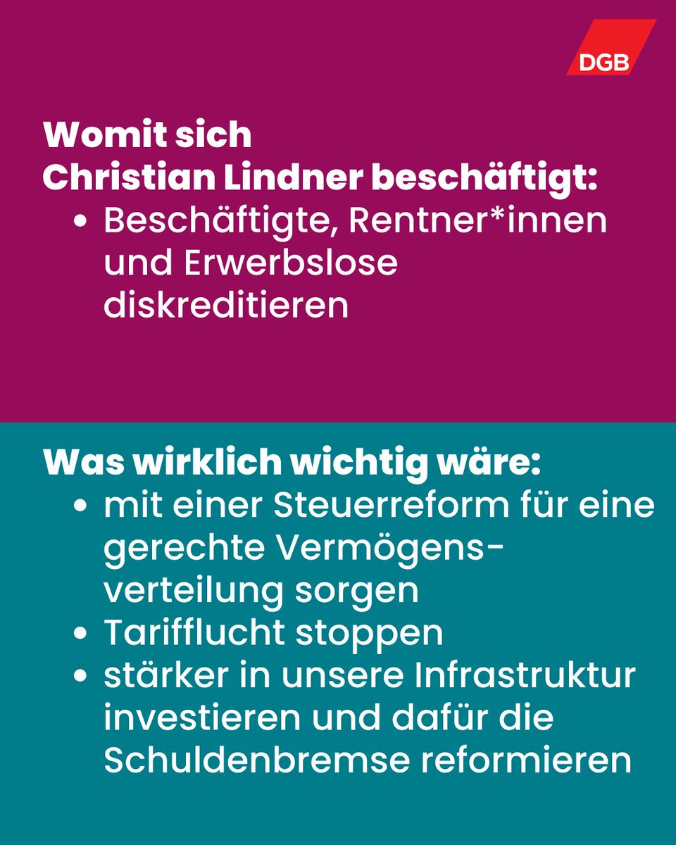 Was macht <a href="/c_lindner/">Christian Lindner</a> eigentlich beruflich? Statt sich als Finanzminister um die brennenden Probleme zu kümmern, fährt er eine Kampagne gegen einen Großteil der Bevölkerung. <a href="/fdp/">FDP</a>