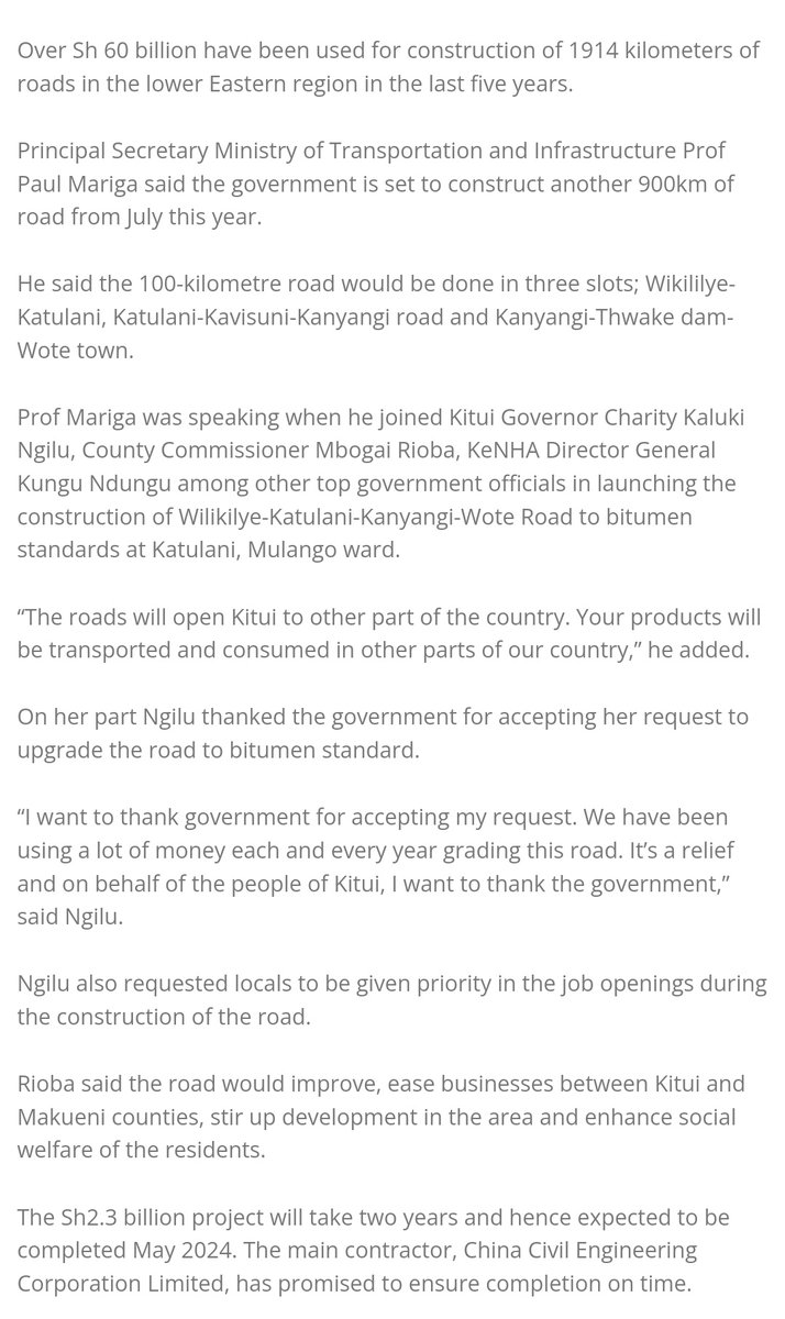 @kipmurkomen What happened to the wikililye- kavisuni -kanyangi- wote road??