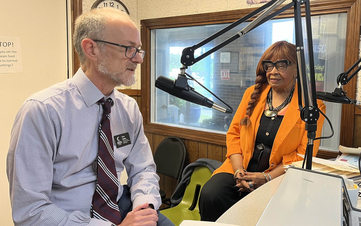 Thanks to WWGP Radio and Margaret Murchison (right) for hosting Don Miller (left), @iamcccc Associate Dean for Academic Advising and Transfer, today (April 22).