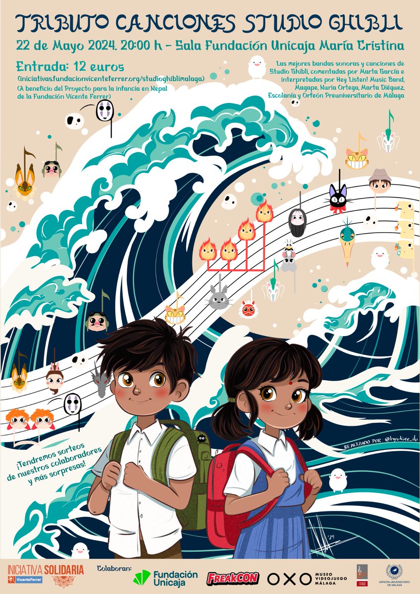 ⏳ Solo falta 1 mes para nuestro concierto #solidario Tributo canciones #StudioGhibli en #Málaga! Buena música, sorteos y todo para apoyar a la infancia en Nepal gracias a <a href="/fvicenteferrer/">Fundación Vicente Ferrer</a>!
👉 Consigue tu entrada donativo aquí:
iniciativas.fundacionvicenteferrer.org/studioghiblima…