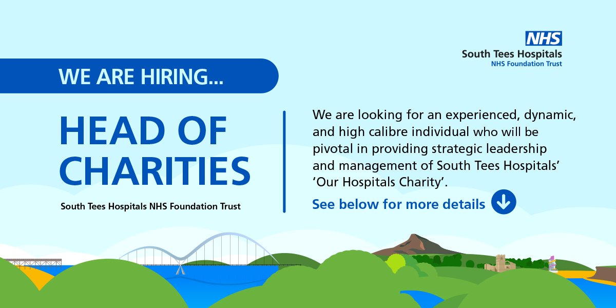 SouthTees's tweet photo. Exciting head of charities vacancy for @OurHospCharity is now live!

Do you have a track record of managing fundraising campaigns? Excellent communicator? 

Come and join us: https://t.co/rztqvBl84e https://t.co/vETrr1RWme