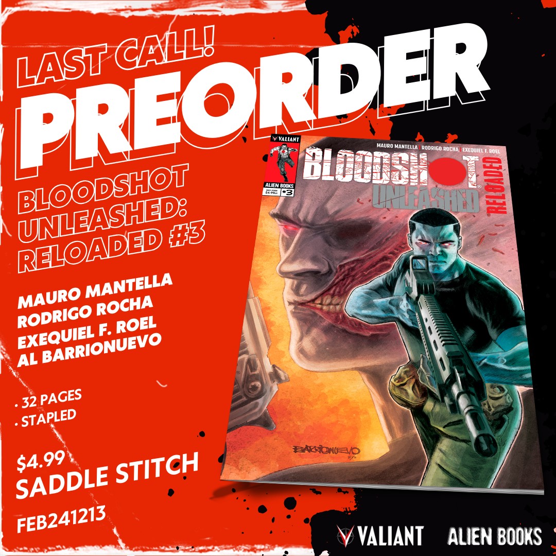 The epic arc of the fugitive psiots from The Dump co

👉 Secure your copy now! Pre-order here:
previewsworld.com/Catalog/MAR241…

#bloodshot #bloodshotcomics #valiantuniverse #valiant #valiantcomics #ValiantClassics #ComicBookCollector #LastChance Ver menos
— con Alien Books.