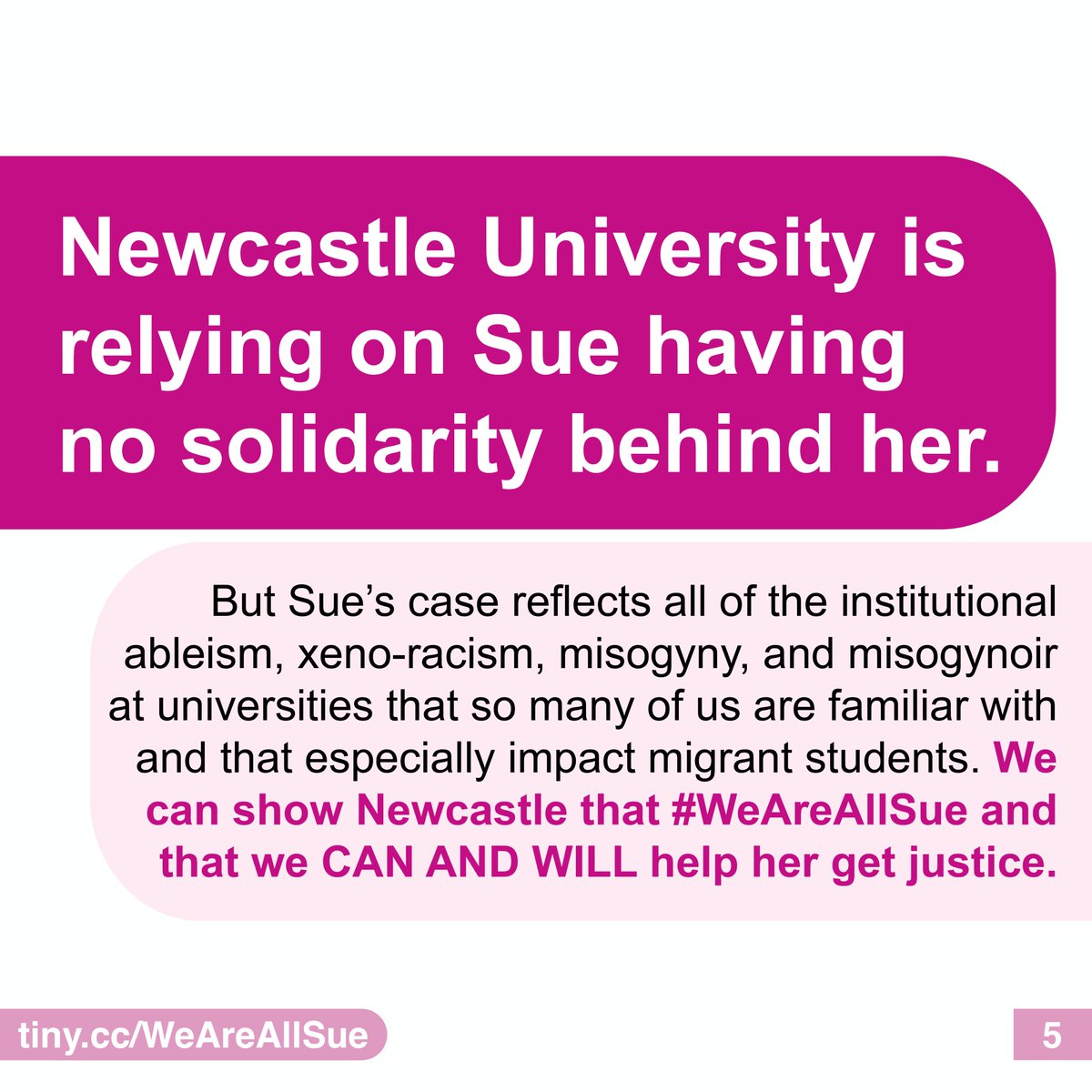 @UniofNewcastle is closing ranks, assuming Sue has no solidarity behind her. But her story resonates with so many who have experienced #misogynoir, #ableism, & xeno-racism in UK universities, especially under #HostileEnvironment.

#WeAreAllSue and we will get her justice!