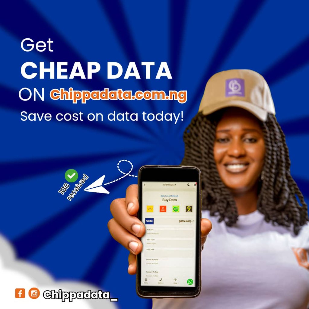 All you have to do is go to : Chippadata.com.ng to buy your affordable data’s today.  #Chippadata4All