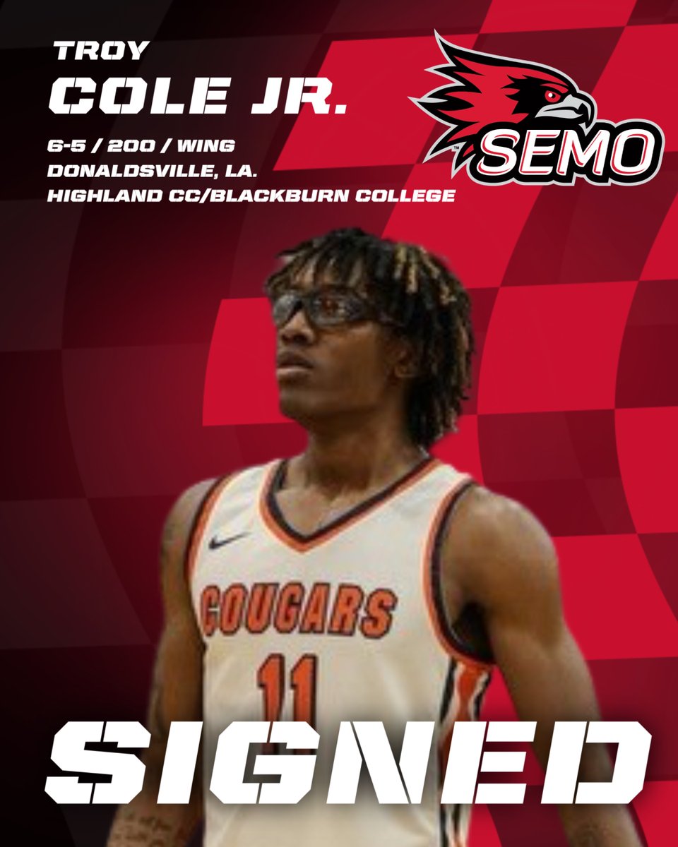 Transfer wing Troy Cole Jr. signed with Southeast Missouri Monday. Cole Jr. joins the Redhawks from Highland Community College. Welcome to SEMO Troy! Story: tinyurl.com/2672v54a