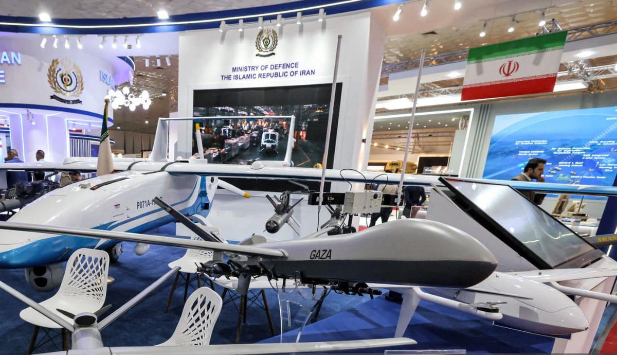 🇮🇷Iran displayed a model of Gaza unmanned combat aerial vehicle (UCAV) at Iraq Defence Exhibition (IQDEX 2024) 🇮🇶