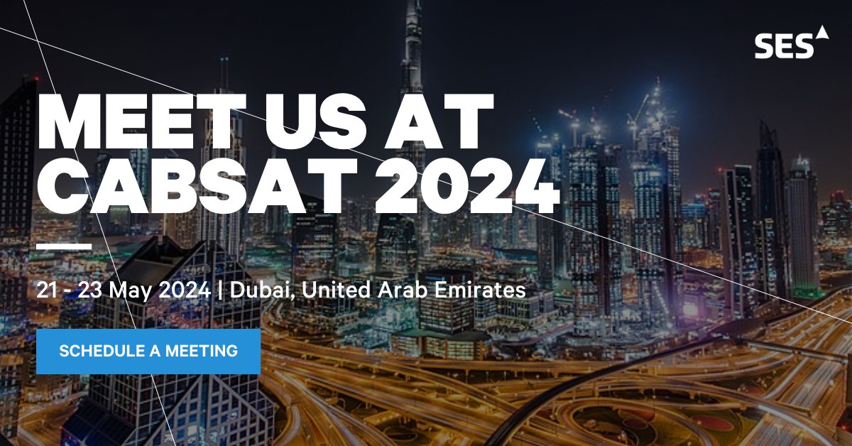 We’re one month out from #CABSAT 2024 and we look forward to meeting with global key players and thought leaders from the satellite, content, and broadcast communities! Our team is eager to discuss how SES's multi-orbit #satellite network is delivering high-performance