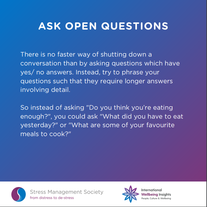 This month is #stressawarenessmonth and the theme for this year is #LittleByLittle 

This highlights the transformative impact of consistent, small positive actions on over-all wellbeing.

Take a look at some of these tips on how to have an open conversation around mental health.