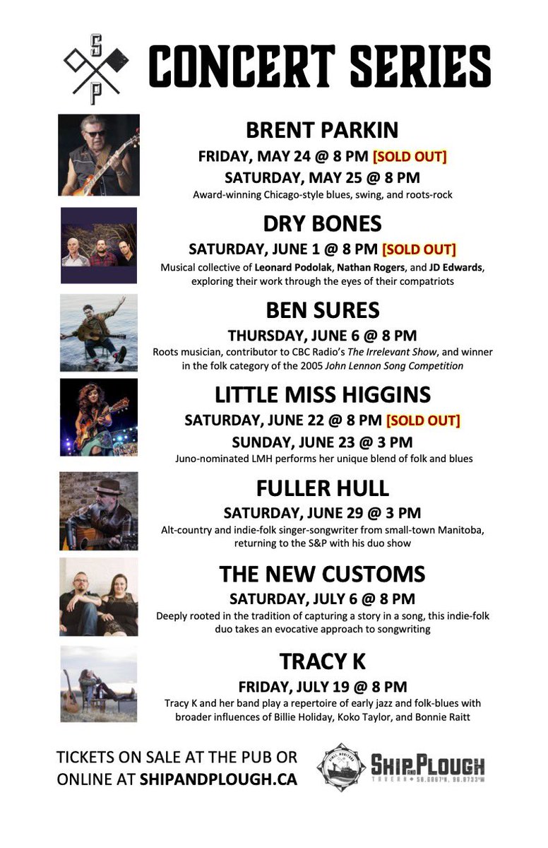 Lots of great stuff on the horizon! See shipandplough.ca/events for a full picture of what’s coming up! 
@LittleMsHiggins @TheNewCustoms @bensures @fuller_hull 
#gimli #publife #livemusic #MBlive