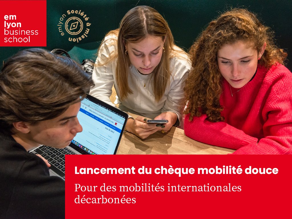 🆕 emlyon lance le chèque mobilité douce, pour des mobilités internationales décarbonées. Ce dispositif s'adresse aux étudiants choisissant un moyen de mobilité douce pour leurs déplacements vers et en provenance de leur lieu d'échange académique. 📌 ow.ly/2HvV50RlkPo