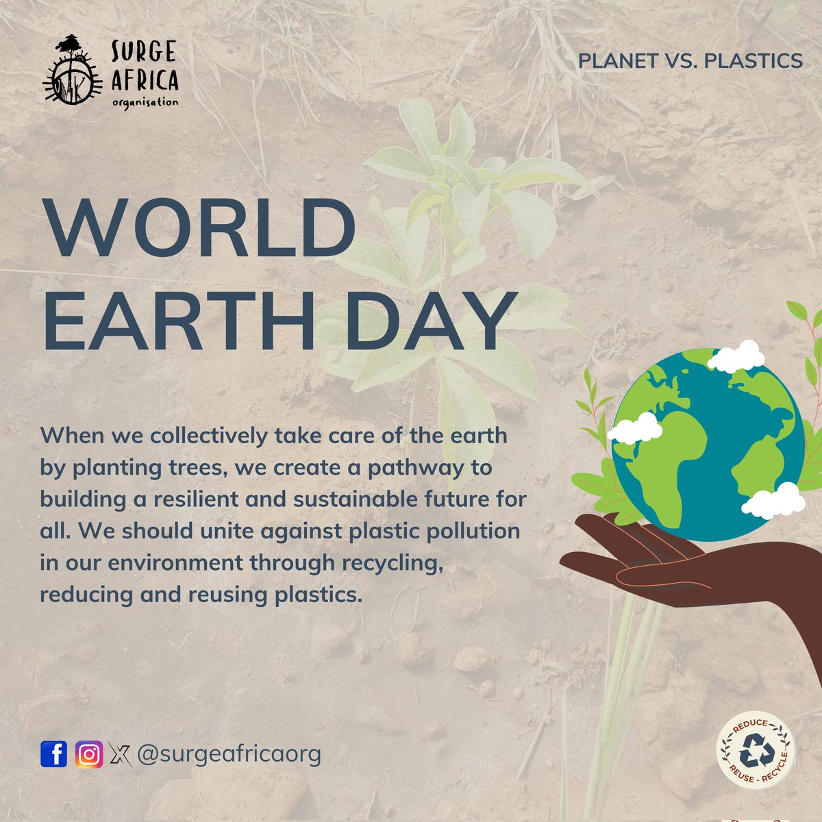Happy Earth Day!🌏

This is a call to prioritise our planet over plastics to preserve the beauty of the Earth for generations to come. 

#SurgeAfricaOrg #EarthDay #EarthDay2024