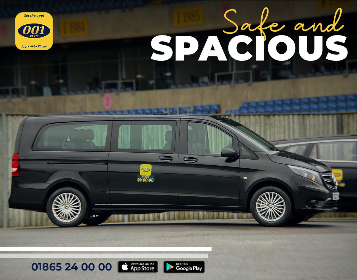 We always ensure our rides are spacious and comfortable for our passengers.

Download the FREE app today: onelink.to/001taxis
01865 240000
001taxis.com
.
.
.
.
#taxi #cabs #oxford #oxfordshire #privatehire #taxidriver #taxis #drivers #appstore #googleplay