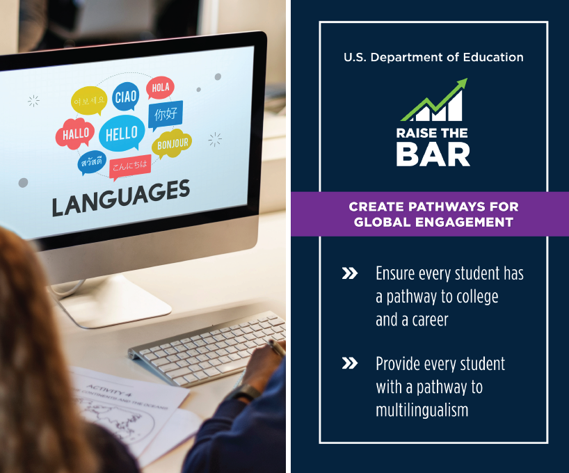 If we’re going to prepare our students for a global market, let’s Raise the Bar to provide better pathways for global engagement & multilingualism. ed.gov/RaiseTheBar

#MultilingualLearnerAdvocacyMonth #MondayMotivation