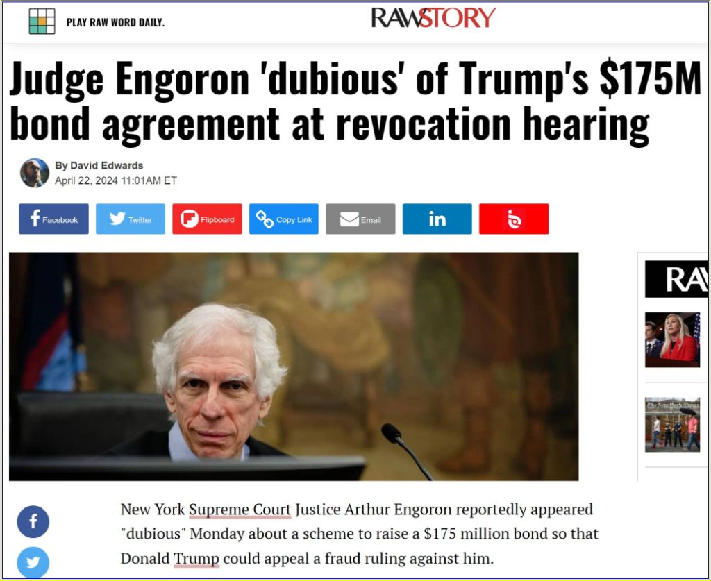 I hope the great Judge Engoron sticks up Trump's fat smelly dirt leaking ass again & rejects his dubious $175M bond. After all, NY needs the $175M to house all the newcomers pouring into the city b/c Trump killed the bipartisan border bill!