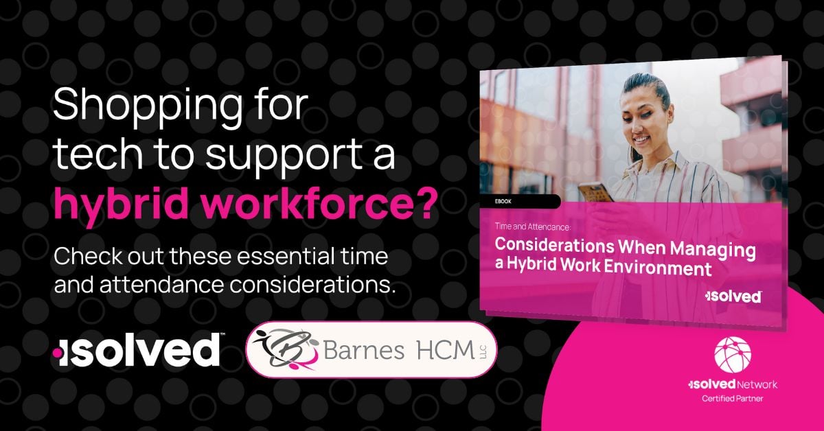 How do you effectively manage a hybrid workforce?
Download our free guide to help you get started: hubs.la/Q02tDzFt0

#HybridWork #RemoteWork #WFH #WFHPolicy #HybridPolicy #TimeAndAttendance #PayrollSolutions #HCM #WorkforceManagement #isolved