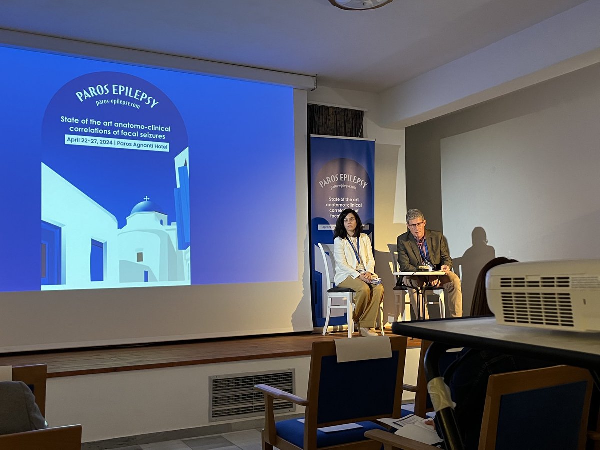 JunParkSZMD's tweet photo. Day 1, the first lecture of the Paros Epilepsy Congress in Greece, delivered by Dr. Guadalupe Fernandez Baca, representing @CwruEpilepsy. @CwruNeuro https://t.co/VVp2G1UaKE