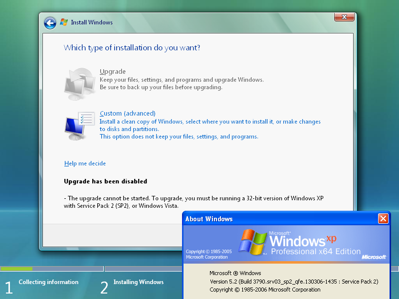 Wonder why Windows XP x64 Edition is excluded from upgrading to Windows Vista x64. 🤔