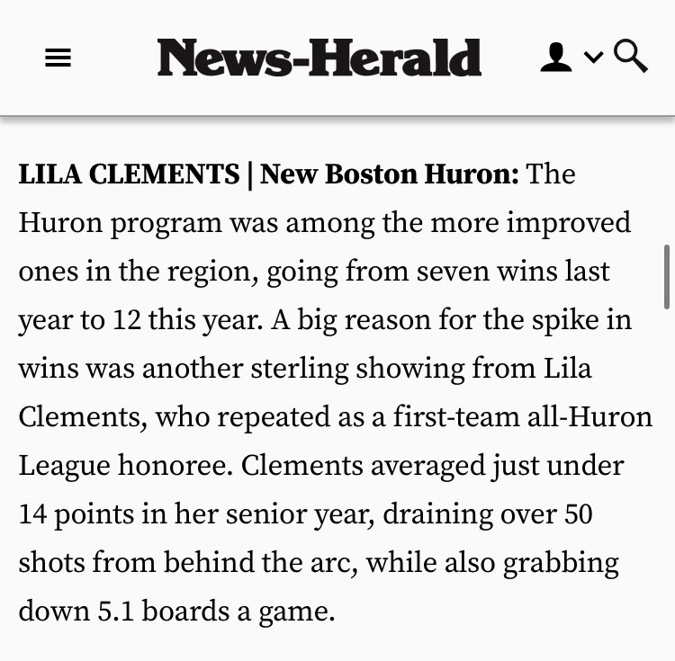 Empty (@huronladybball) on Twitter photo First Team News-Herald. Congratulations Lila Clements well deserved !  #TheHuronWay <a href="/alexwmuller_NH/">Alexander Muller</a> <a href="/NBHuronChiefs/">New Boston Huron Athletics</a> First Team News-Herald. Congratulations Lila Clements well deserved !  #TheHuronWay <a href="/alexwmuller_NH/">Alexander Muller</a> <a href="/NBHuronChiefs/">New Boston Huron Athletics</a>
