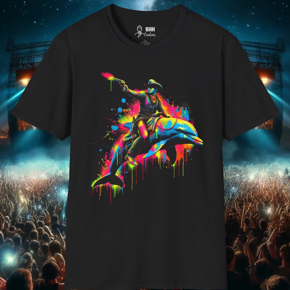 SHH_Creations's tweet image. Saddle up for a swim with our out-of-this-world Cowboy Dolphin T-Shirt! 🌈🏄 It&apos;s wild, it&apos;s weird, it&apos;s totally wonderful. Dive into style! #CowboyDolphinAdventure #NeonFashion #SplashOfFun

shhcreations.com/products/neon-…
