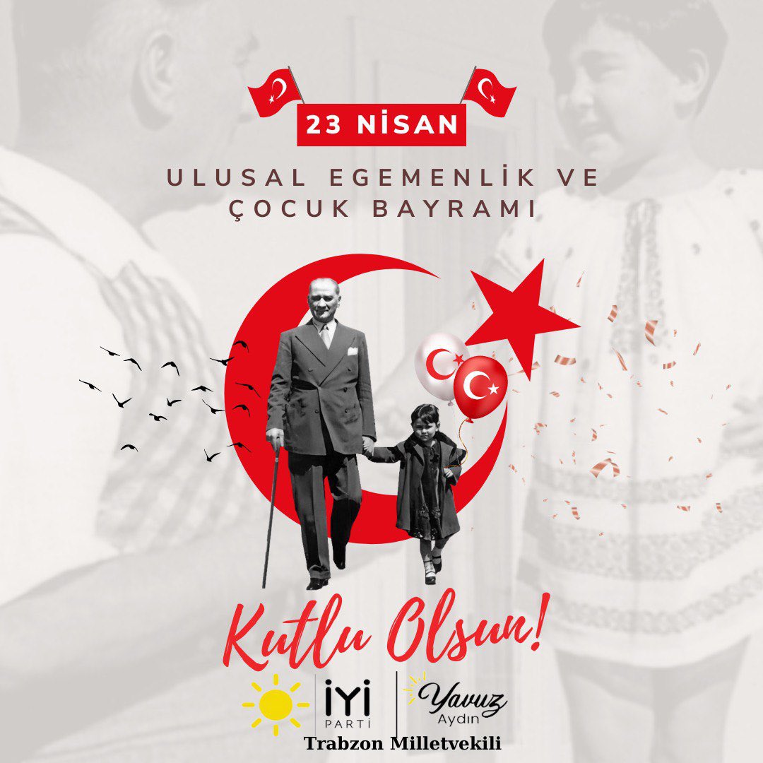 Gazi Mustafa Kemal Atatürk'ün geleceğimizin teminatı çocuklarımıza armağan ettiği, dünyada eşi ve benzeri olmayan ve tüm dünya çocuklarını ülkemizde buluşturan 23 Nisan Ulusal Egemenlik ve Çocuk Bayramı'nı kutluyor, Mustafa Kemal Atatürk ve silah arkadaşlarını rahmetle ve