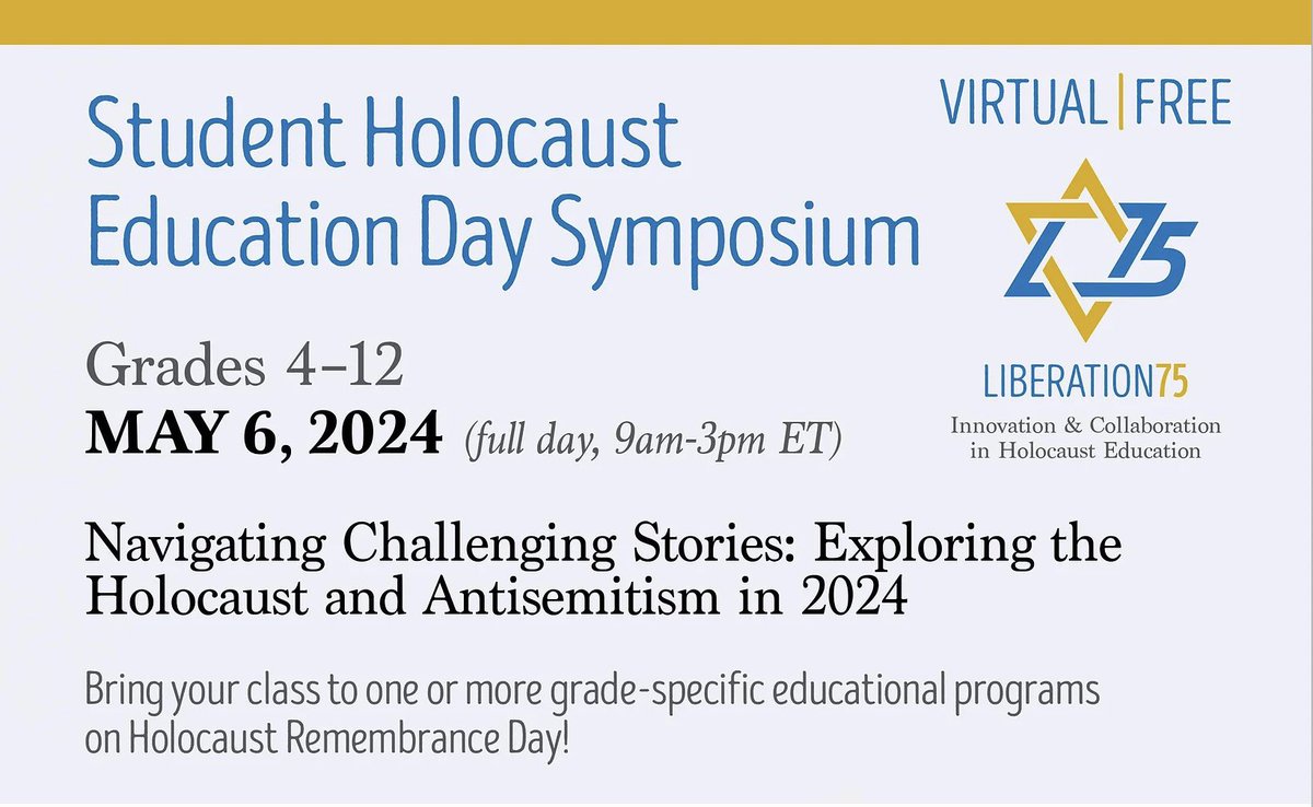 This year, once again, I am honoured to be joining some of the world’s foremost Holocaust educators as a presenter for the Liberation75 Student Holocaust Education Day. To see the program and register, go to: liberation75.org/student-day