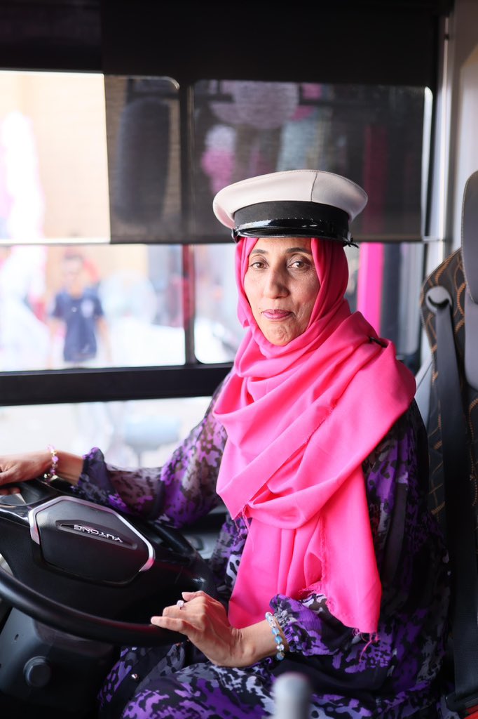 Meet our Pink Bus Driver Kinza !!! She has been trained through our training program. This is what PPP is about true women empowerment Thank you @BBhuttoZardari & @sharjeelinam