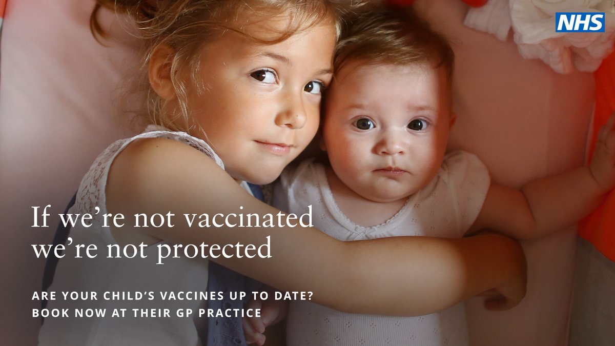 Immunisations offer the best protection for children against many common illnesses – preventing over 5,000 deaths & over 100,000 hospital admissions each year. Calling all parents and carers to check your child is up to date & contact your GP to book if not.