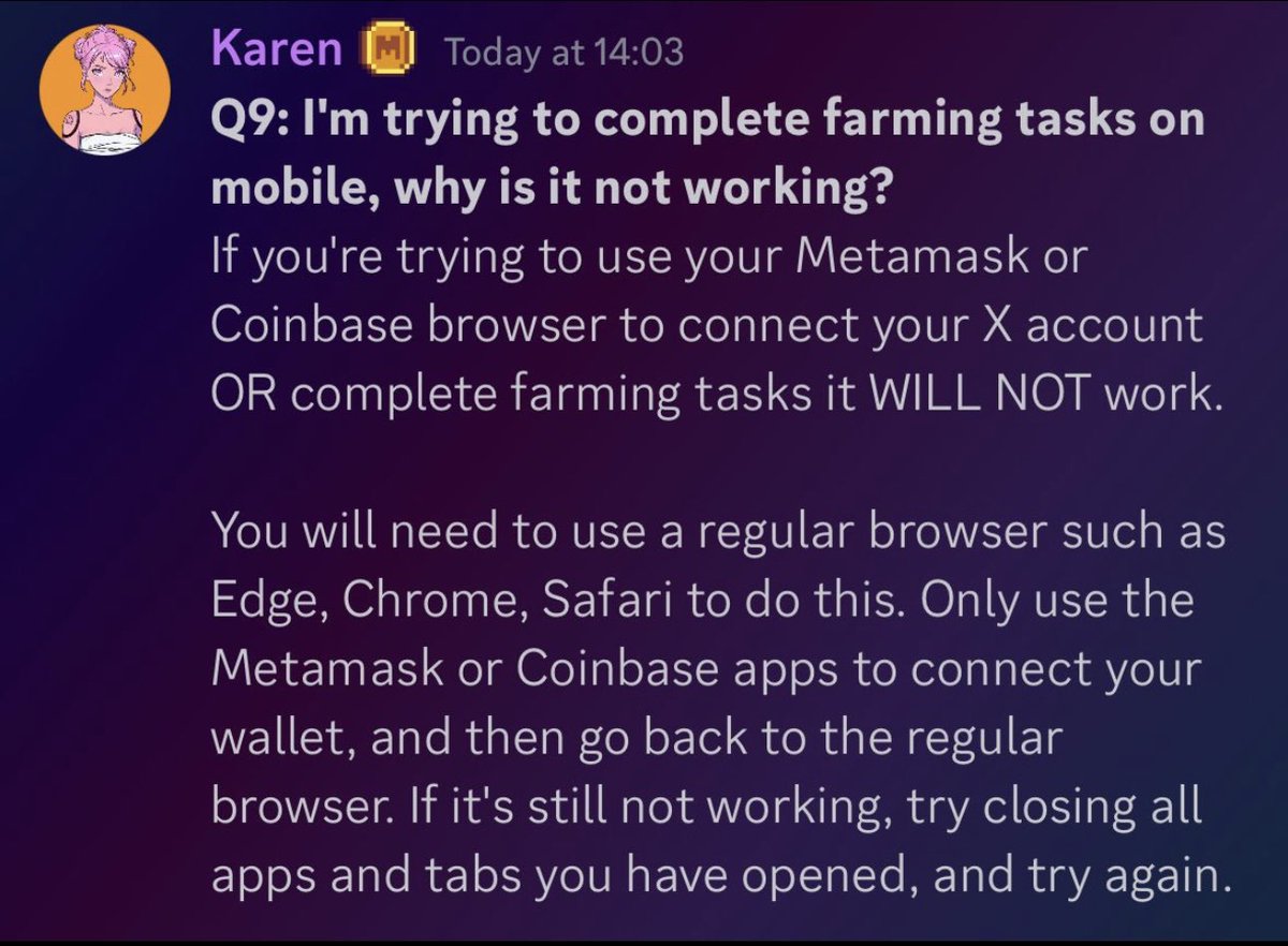 🚨Important Reminder ⬇️

Completing 🥩 farming tasks on mobile will NOT work‼️

✅You need to use a regular browser

Spread the word! 🫡