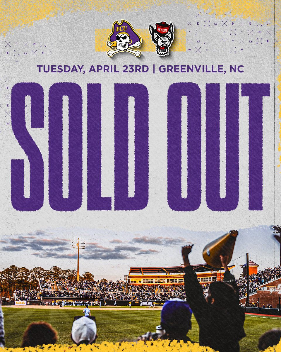 Tomorrow's game vs. NC State is officially SOLD OUT ‼️🏴‍☠️ Limited student tickets will be available at Clark-LeClair Stadium starting at 4 pm!