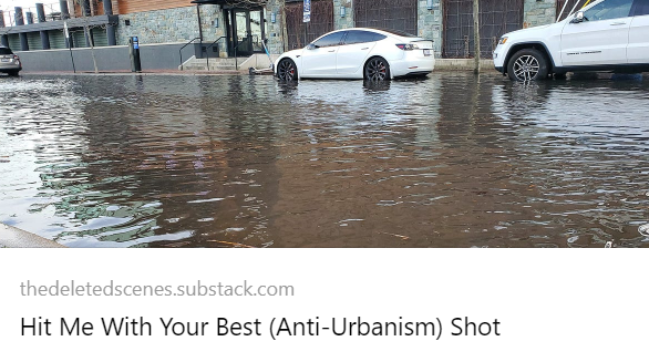 When I hear someone—even in my own neighborhood!—say 'Oh, it’s such a lovely place to live, isn’t it?' my first thought now is, 'I bet you oppose new housing, huh?' How do you be an urbanist and *not* feel that way? This gives me some pause. thedeletedscenes.substack.com/p/hit-me-with-…
