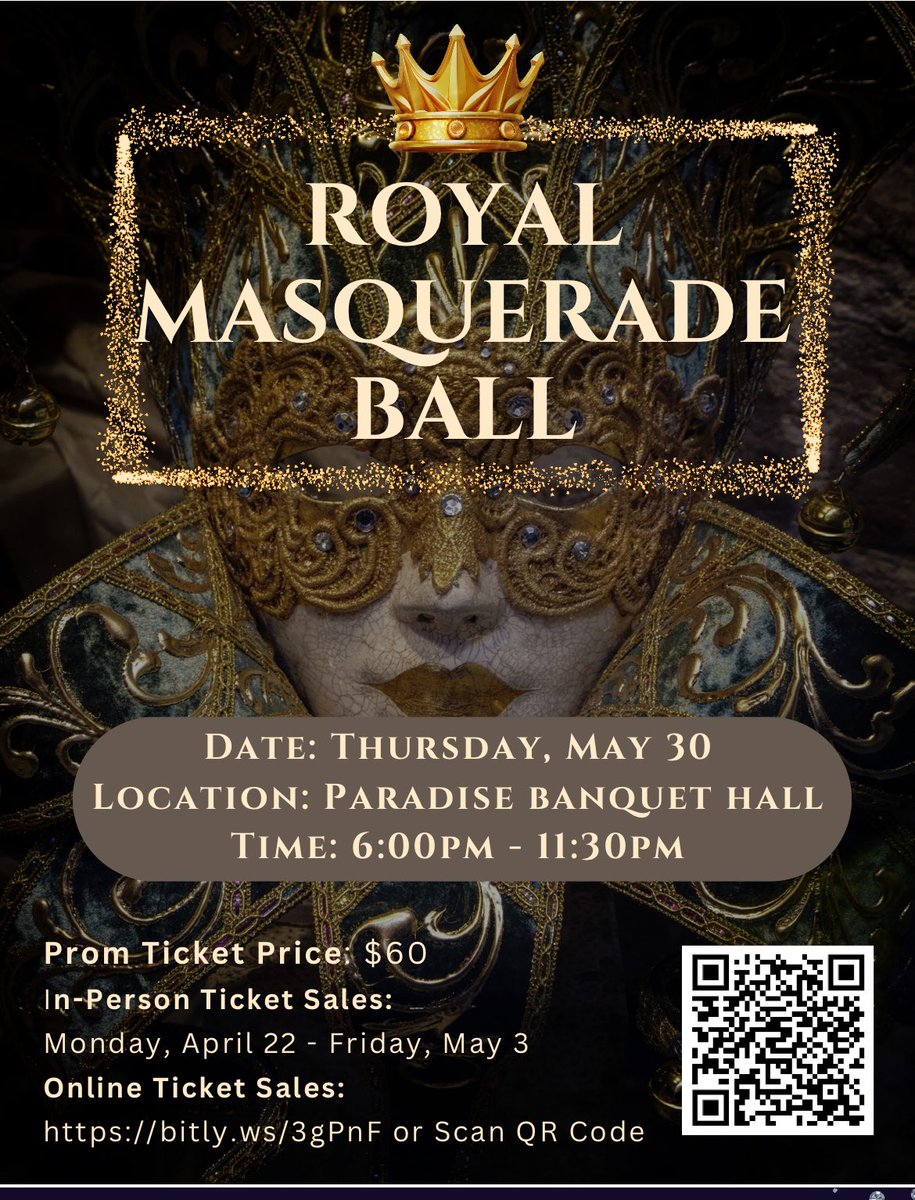 Prom tickets go on sale today at lunch in the front foyer! You can also purchase online.