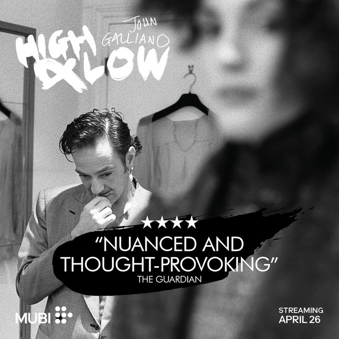 If you didn't get to the cinema to see High &amp; Low: John Galliano, you might be interested to know that it's available to watch over on <a href="/mubi/">MUBI</a> right now....

And while I have you, a quick reminder that my score is  available wherever you happen to get your music 🎵