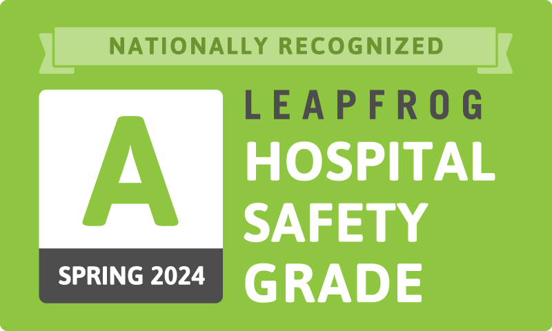 We earned another 'A!'

Leapfrog Hospital Safety Grade is an independent watchdog organization that recognizes how hard we work to provide our patients with the safest, highest quality care and the best experience possible.