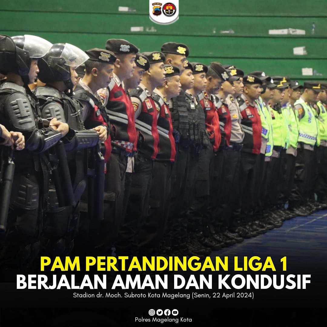 hmsresmglkota's tweet photo. Pengamanan pertandingan sepak bola BRI Liga 1 antara @psisfcofficial melawan @RansNusantara malam hari ini berjalan aman dan kondusif. 

Terimakasih kepada seluruh masyarakat telah menjaga kondusifitas Kota Magelang 🙏

#polresmagelangkota #briliga1 #psis #ransfc https://t.co/IA56UXp5oR