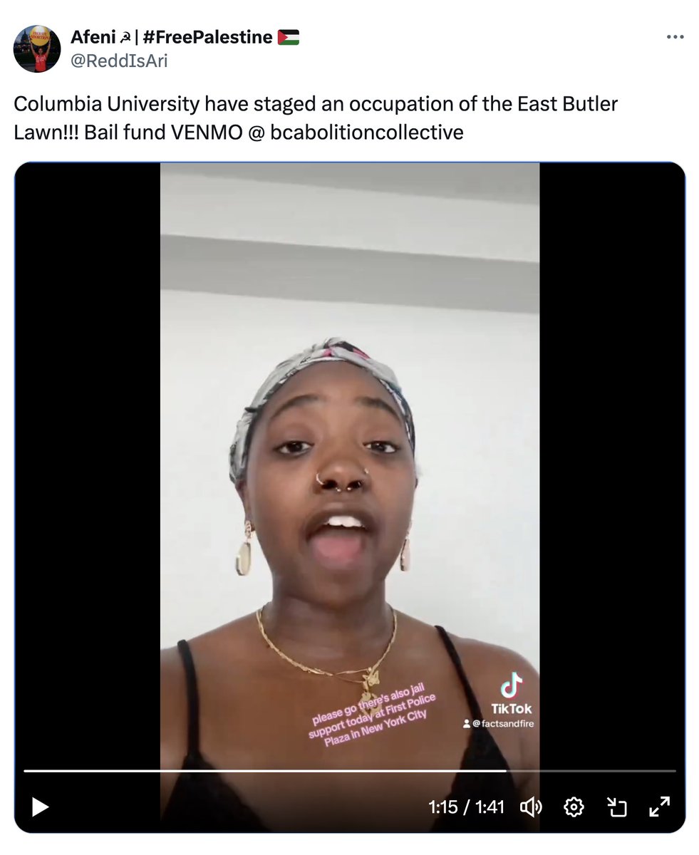 The lessons learned from the 2020 BLM-Antifa riots are being used in the current CHAZ-style occupations for Palestine by far-left extremists at @Columbia, @Yale & @UMich. For example, they're using @Venmo, @gofundme, @givebutter to raise unaccountable cash donations for supplies,…