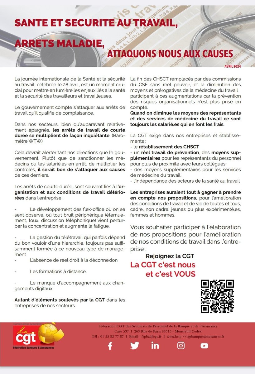 28 avril journée internationale de la santé et sécurité au travail ✊️ #cgt #santé #travail