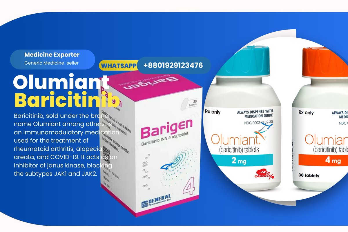 Merckzenpharma's tweet photo. Baricitinib 4mg is primarily used for the treatment of rheumatoid arthritis (RA) in adults. It is prescribed to reduce inflammation, pain, and joint damage caused by this autoimmune disease. For order . Whatsapp: +8801929123476
#Olumiantcost #Baricitinibprice https://t.co/MRyeCrfx7C