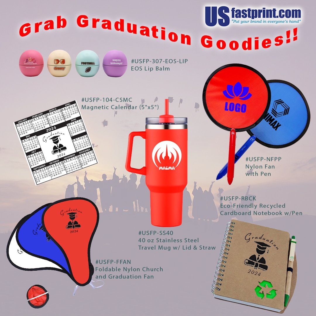 🎓🌟 Exciting news! To commemorate this special milestone, US Fast Print brings you the perfect graduation gift! 🎁✨ Whether it's personalized lip balms, a custom tumbler, or a hand fans, we got everything you need to celebrate in style! 🥳🎉  #GraduationGifts #Classof2024 #usfp