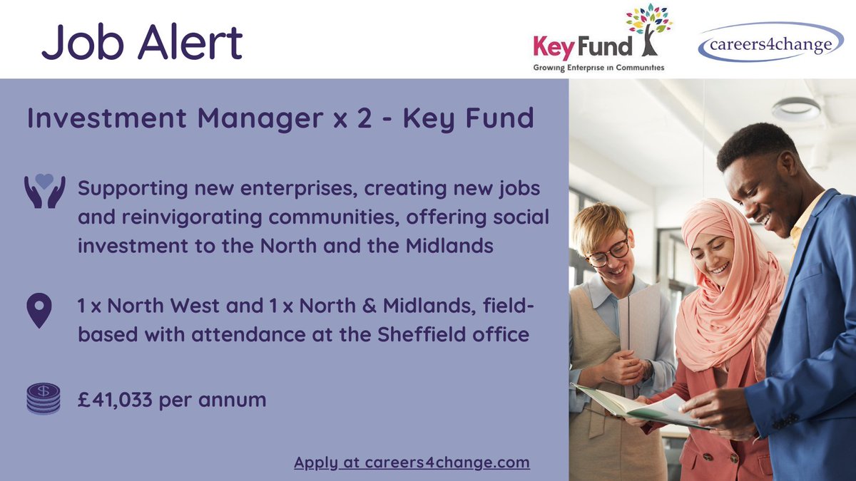 @KeyFund is a phenomenal organisation providing social investment to organisations and has 2 exciting Investment Manager roles 💥North West - 15 month fixed term contract, maternity cover 💥North & Midlands - 15 month fixed term contract APPLY NOW: careers4change.com/jobs/investmen…