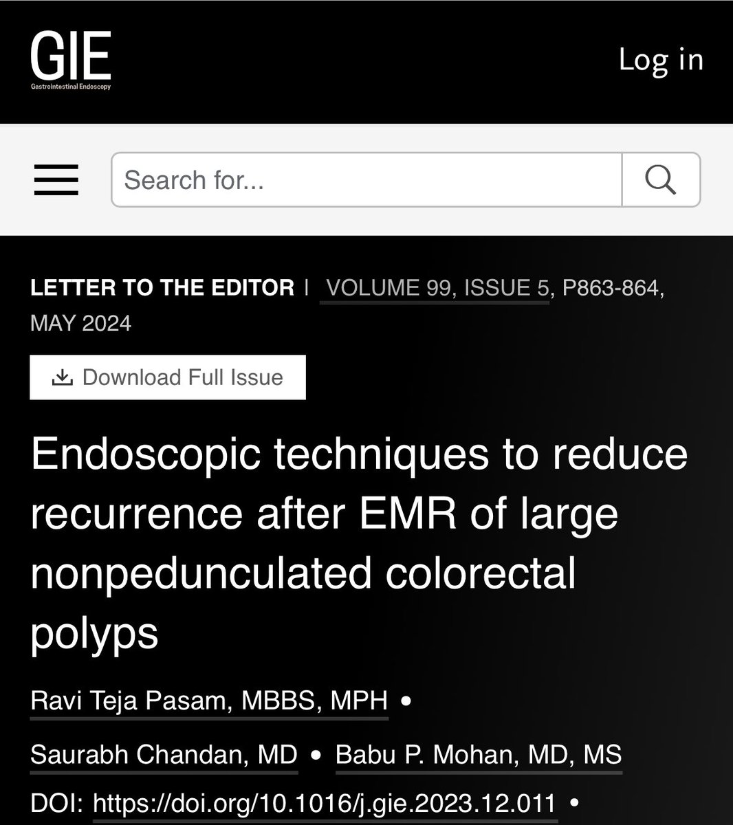 📢 New Publication 🚨 Our ✉️ to the editor, now published in @GIE_Journal May Issue - 🎯 8 studies, network MA 🥇 EMR + STSC 🥈 EMR + APC 🥉 🏊‍♂️ EMR & 💉 EMR ⏲️ Procedure time 💨⏩ with 🏊‍♂️ EMR ➡️ shorturl.at/bpDSX Kudos 🙌🏻 @prteja2389 @BabuPMohan2 #GITwitter