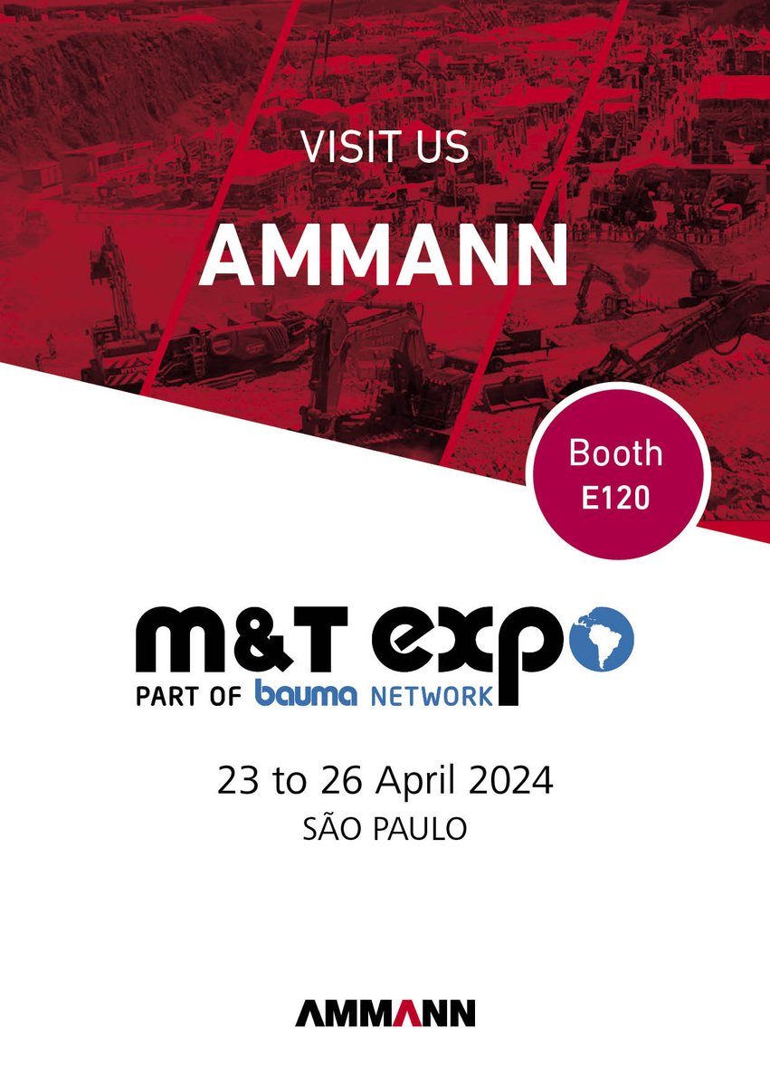 🇧🇷 Ammann at M&amp;T Tradeshow 2024, Sao Paolo, Booth E120, April 23-26. Discover construction innovations &amp; expert solutions. #Ammann #MandTTradeshow #Brazil #April23-26 #BuildingTheFuture