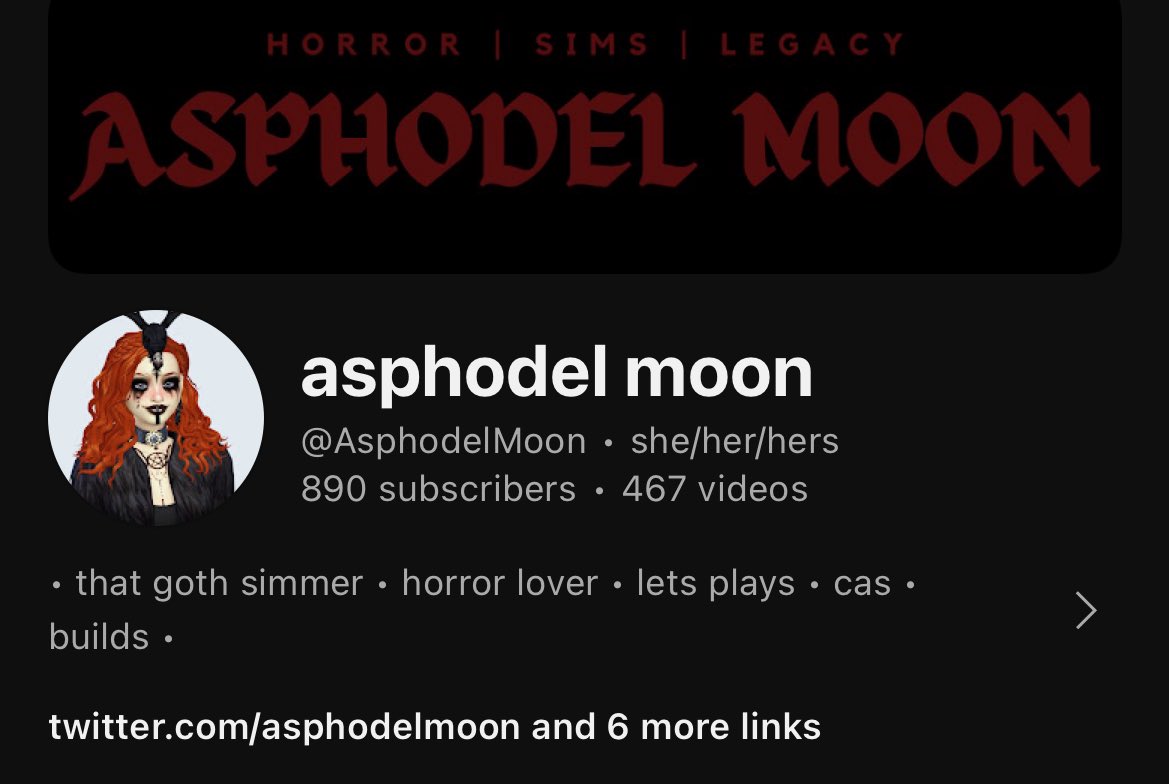 Omg we’re only 10 away from 900 😭😭

youtube.com/@AsphodelMoon?…

#TheSims4 #ShowUsYourSims #ShowUsYourBuilds #smallyoutuber #smallyoutubecommunity #horrortwt #HorrorCommunity #HorrorFamily #Horrorfam