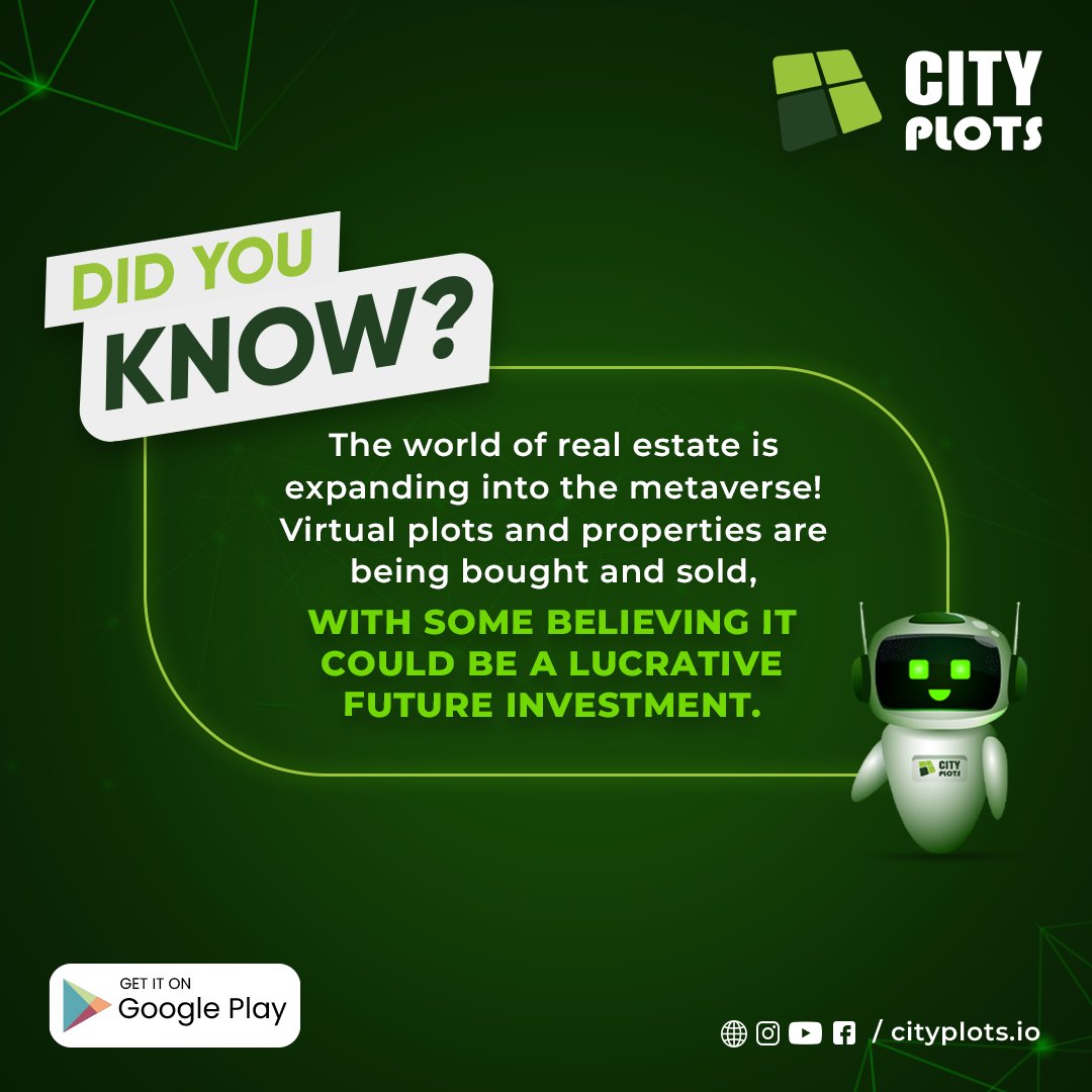 'Did You Know? Learn Something New Today!'

#cityplots #app #mobileapp #buyingproperty #didyouknow #onlinebuy #investment #future #AI #artificialintelligence #homebuy #factoftheday #property #technology