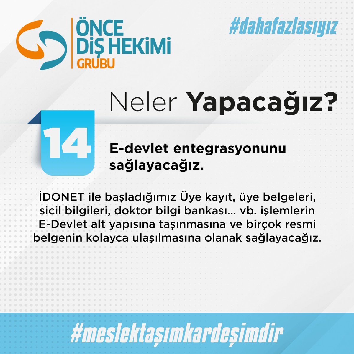 oncedishekimi's tweet photo. İki yılda yaptıklarımızı, siz değerli meslektaşlarımızla paylaşmıştık. Şimdi, önümüzdeki dönemde neler yapacağımızı açıklamaktan gurur duyuyoruz. 

#MeslektaşımKardeşimdir anlayışı ile #DahaFazlası olmaya devam edeceğiz.

#ÖnceDişHekimi  #DahaFazlasıyız #MeslektaşımKardeşimdir https://t.co/lVrm3SKNB6
