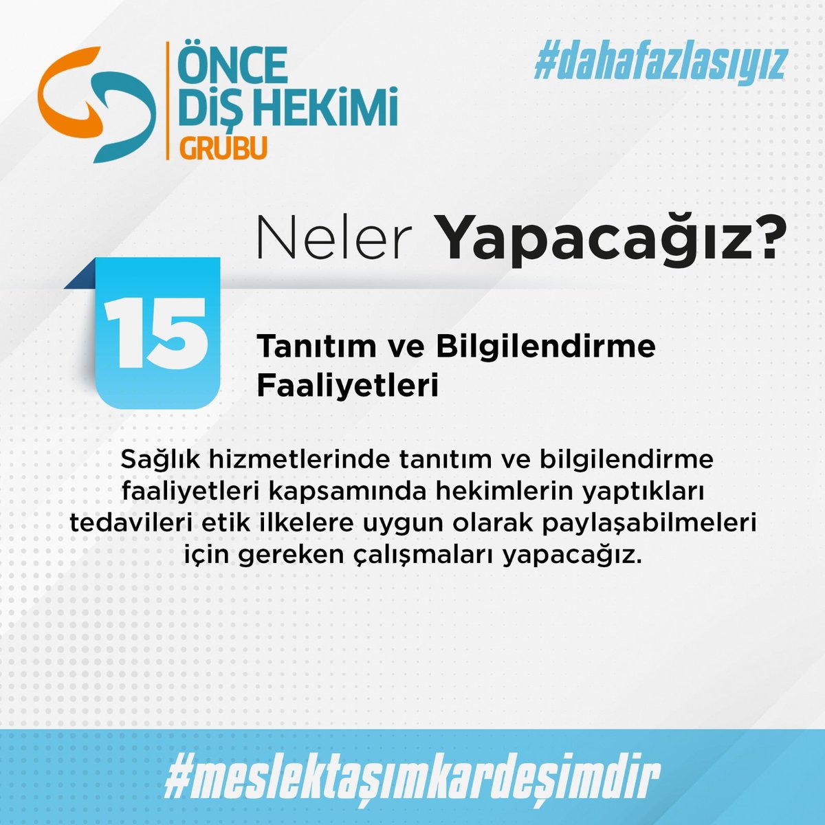 oncedishekimi's tweet photo. İki yılda yaptıklarımızı, siz değerli meslektaşlarımızla paylaşmıştık. Şimdi, önümüzdeki dönemde neler yapacağımızı açıklamaktan gurur duyuyoruz. 

#MeslektaşımKardeşimdir anlayışı ile #DahaFazlası olmaya devam edeceğiz.

#ÖnceDişHekimi  #DahaFazlasıyız #MeslektaşımKardeşimdir https://t.co/lVrm3SKNB6