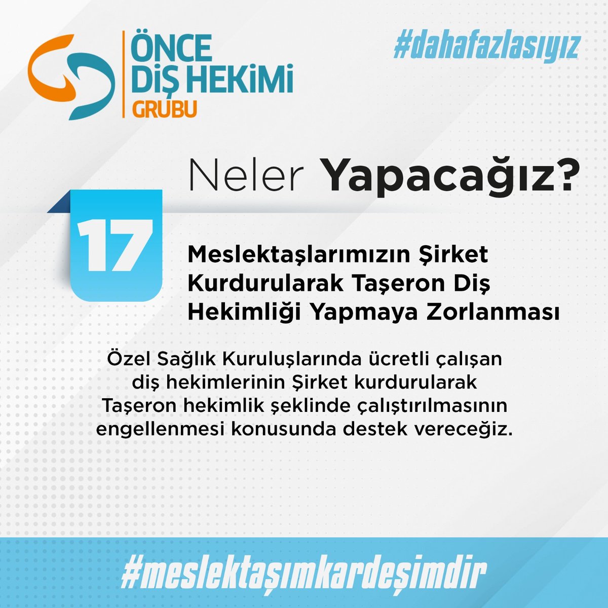 oncedishekimi's tweet photo. İki yılda yaptıklarımızı, siz değerli meslektaşlarımızla paylaşmıştık. Şimdi, önümüzdeki dönemde neler yapacağımızı açıklamaktan gurur duyuyoruz. 

#MeslektaşımKardeşimdir anlayışı ile #DahaFazlası olmaya devam edeceğiz.

#ÖnceDişHekimi  #DahaFazlasıyız #MeslektaşımKardeşimdir https://t.co/I1655zK6nw